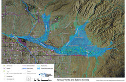 Map of WMG's Flow365 project area for Tanque Verde and Sabino Creeks
