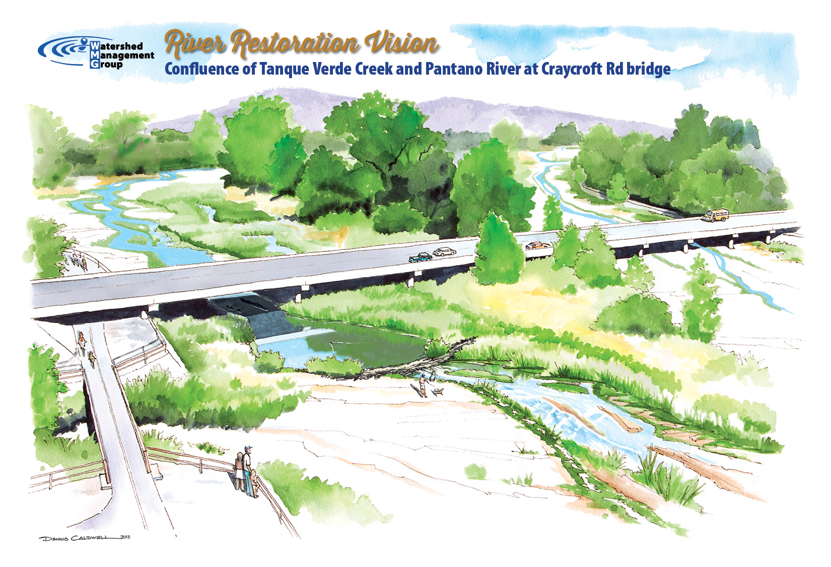 River restoration vision - Confluence of Tanque Verde Creek and Pantano River at Craycroft Rd bridge