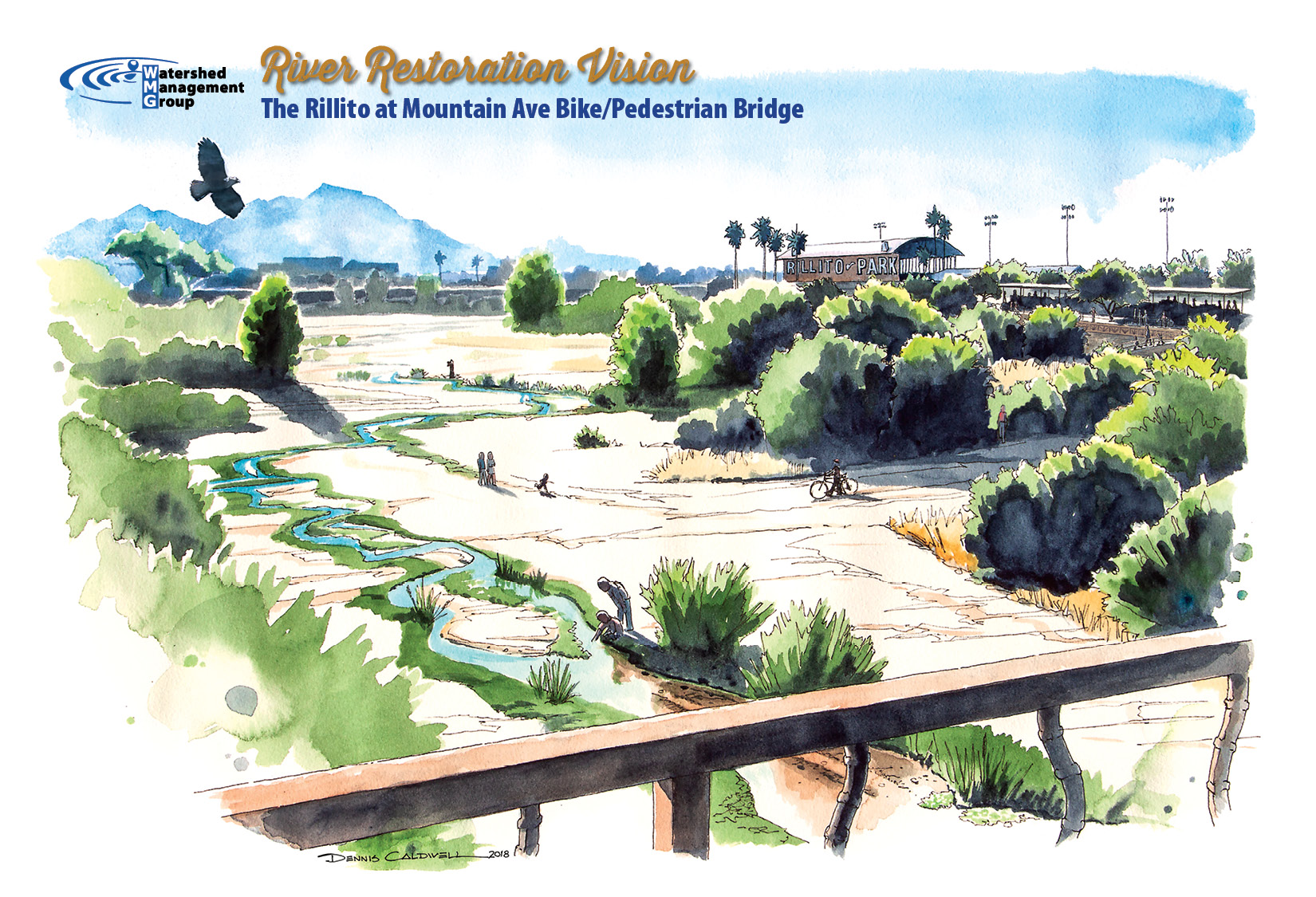River restoration vision - the Rillito River at Mountain Ave bike/pedestrian bridge