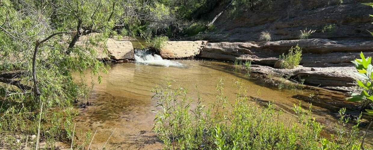creek flowing through a spillway