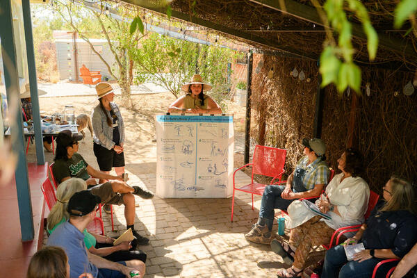 Participants learning about basin building. 