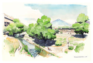 A restored Santa Cruz River! Artwork by Dennis Caldwell.