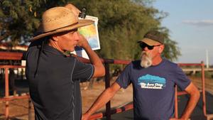 Catlow Shipek, left, and Trevor Hare, from Watershed Management Group, address the Tucson metropolitan area's groundwater situation. (PHOTO: Tony Paniagua, AZPM)