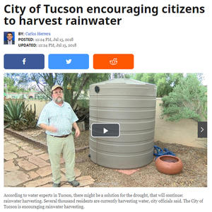 Michael Conway, a local rain harvester. Photo by KGUN 9.