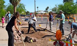 Volunteers installed retrofits in downtown Phoenix