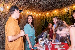 people chatting with Audubon at the Living Lab