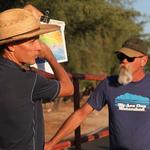 Catlow Shipek, left, and Trevor Hare, from Watershed Management Group, address the Tucson metropolitan area's groundwater situation. (PHOTO: Tony Paniagua, AZPM)