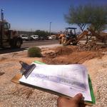 Basis Tucson North water harvesting project - clipboard and machine