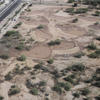 Aerial photo of the CDO restoration site with water captured in basins. Photo courtesy Pima County Flood Control.