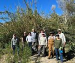 a group of people in front of a bunch of arundo donax in the tanque verde